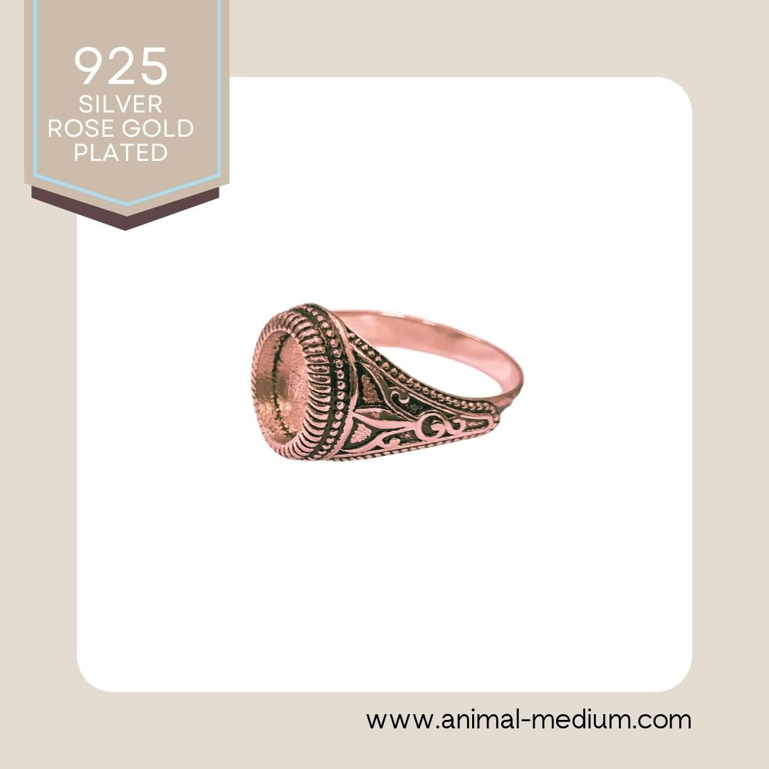 Detailed oval bezel men's ring - pet memorial ring for men