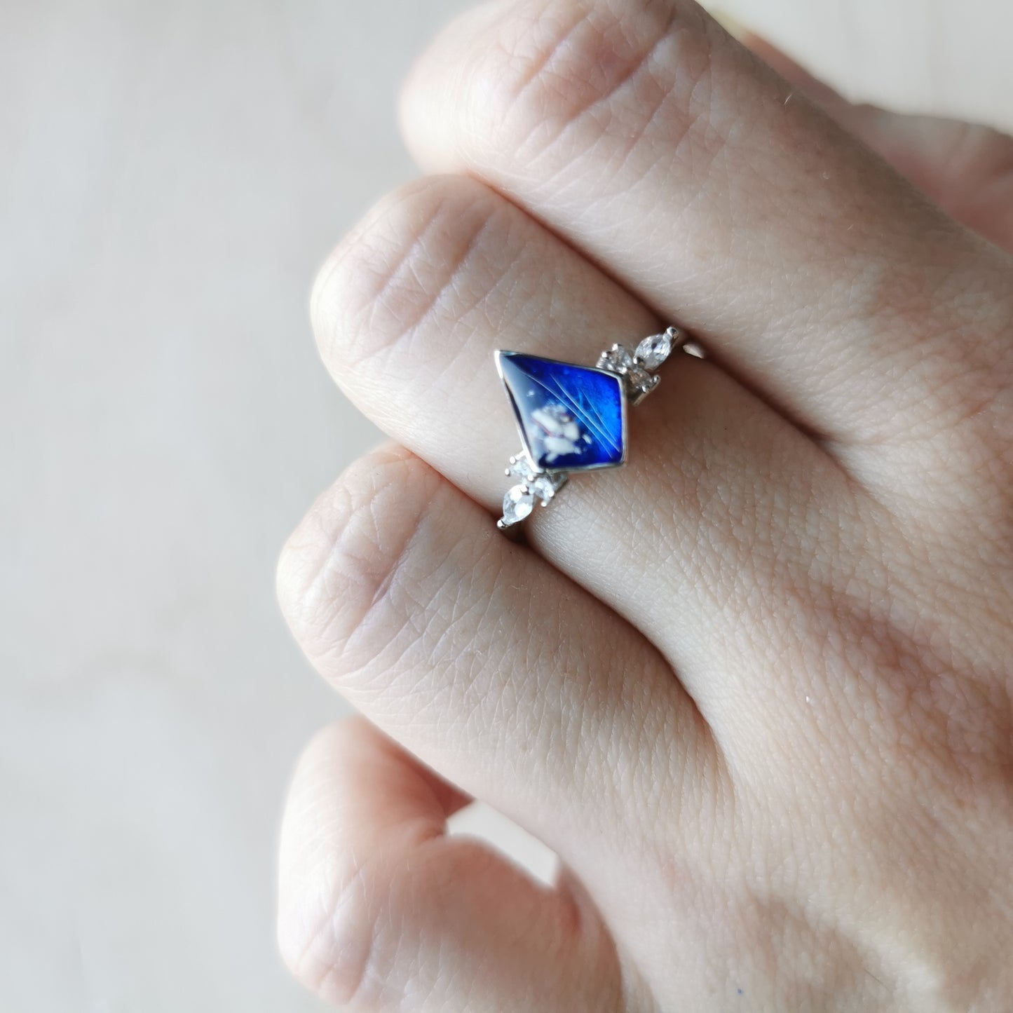 Kite pet memorial ring with cz stones